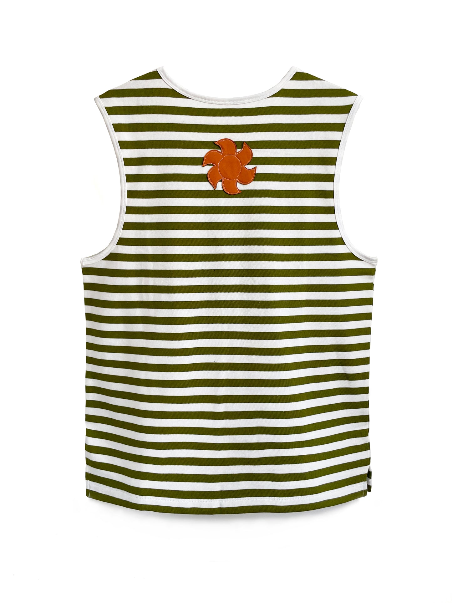 OLIVE STRIPE SUN MUSCLE TEE