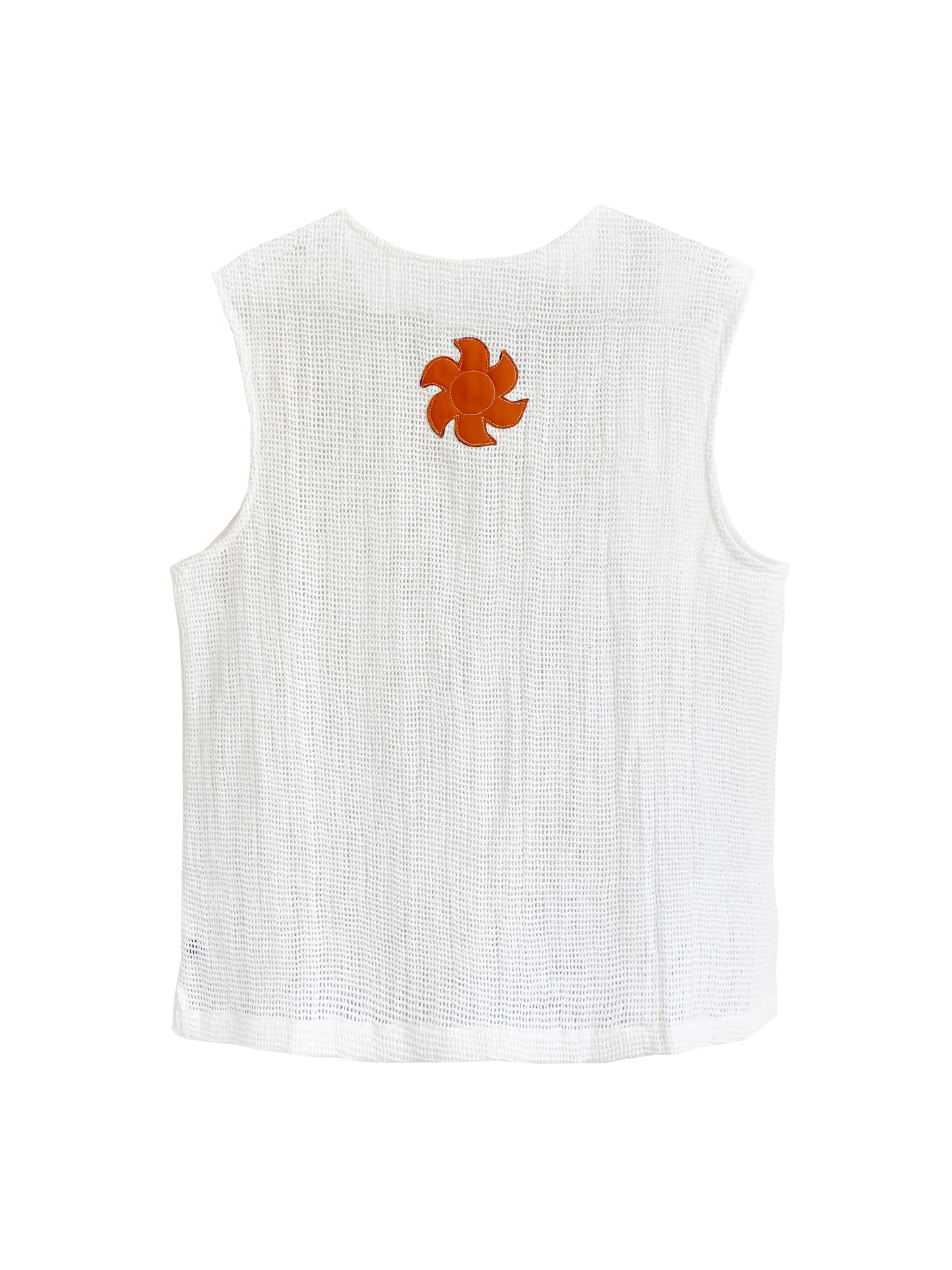 WHITE MESH SUN MUSCLE TEE