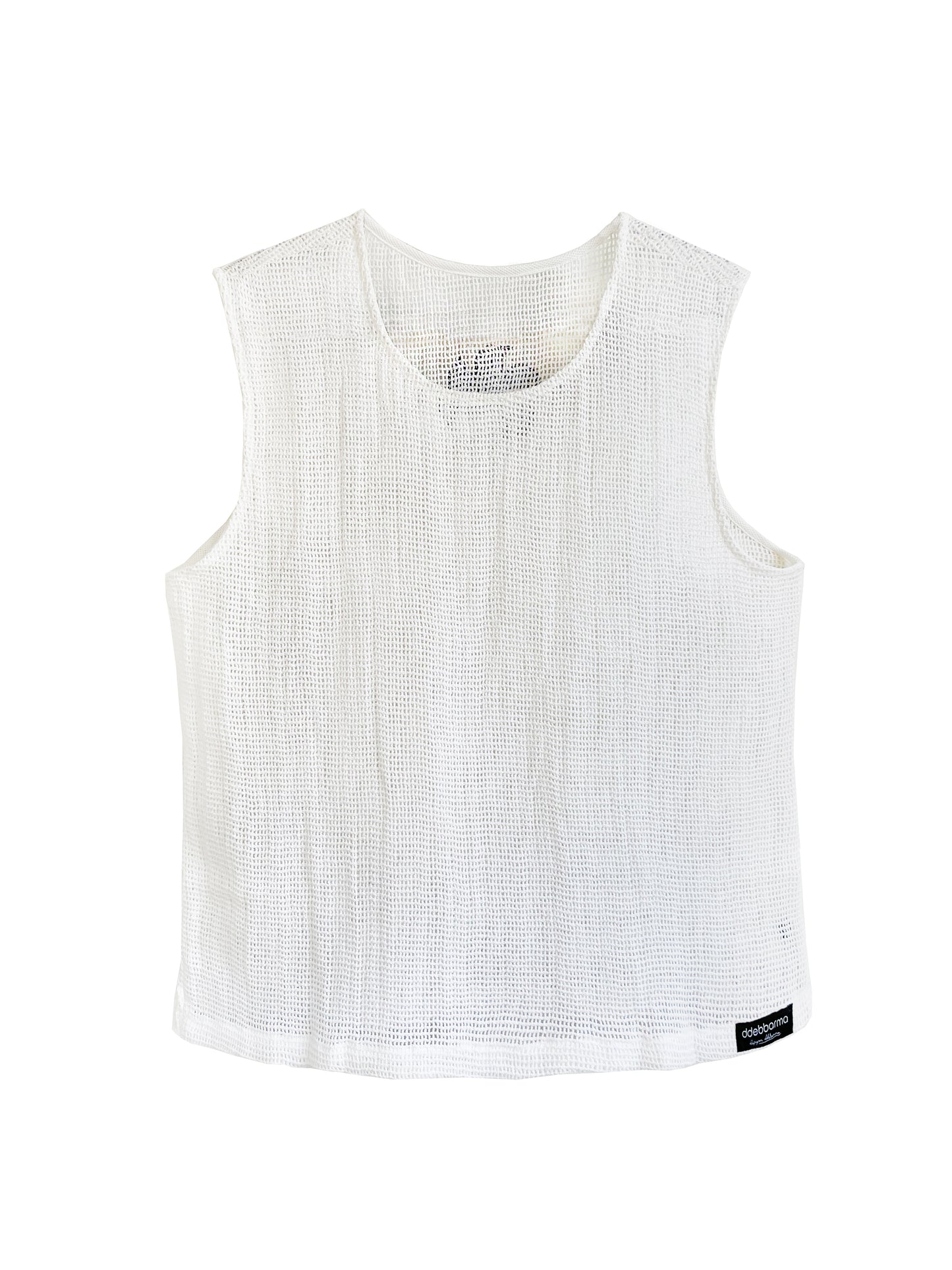 WHITE MESH SUN MUSCLE TEE