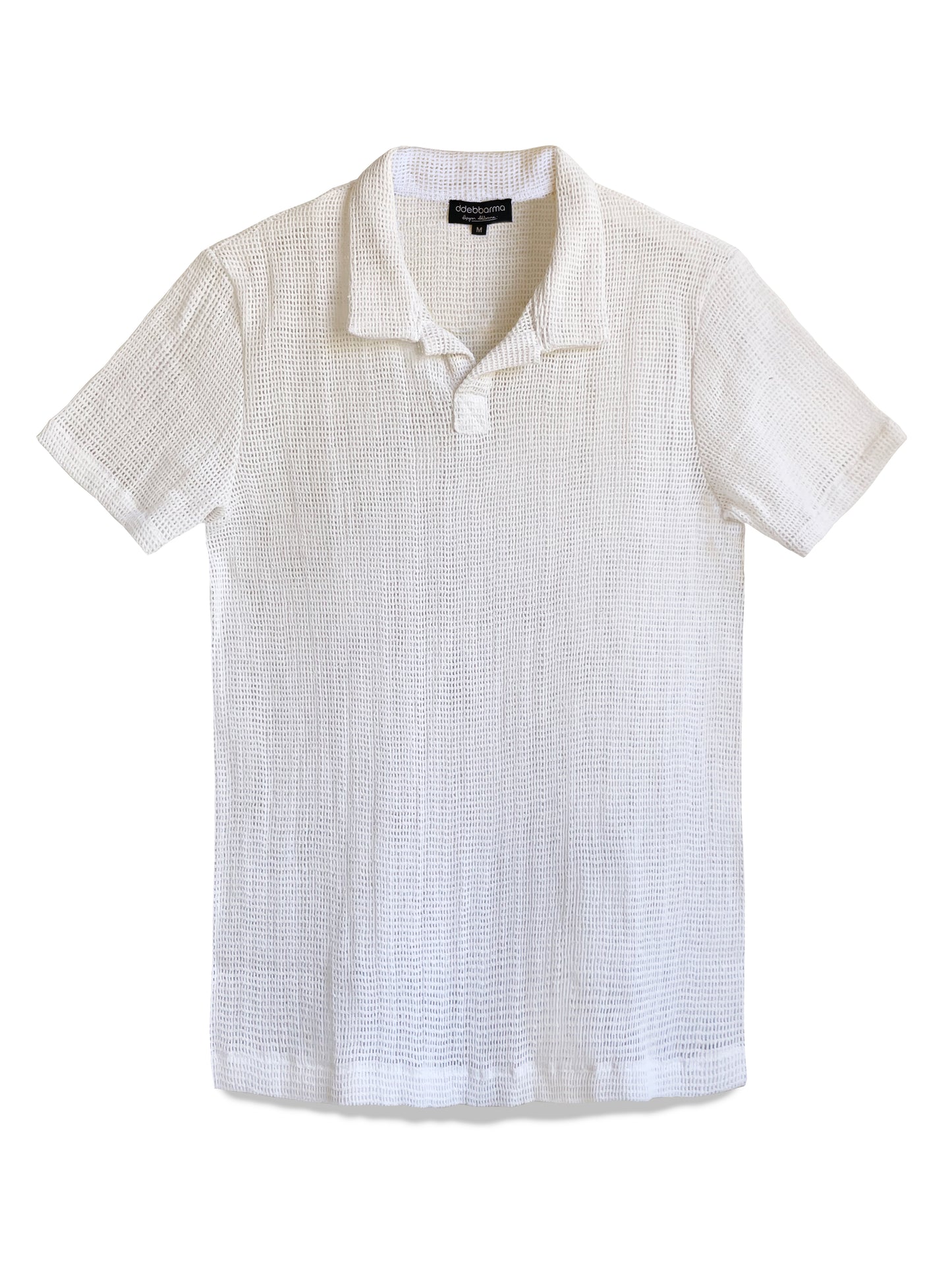 WHITE COTTON MESH POLO
