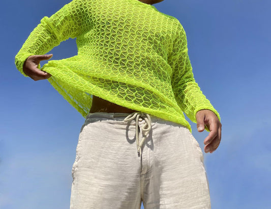 NEON DROP SHOULDER CREW-NECK TOP